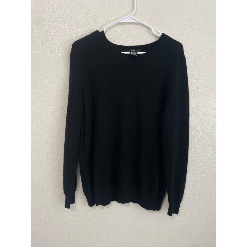 Lord & Taylor Cashmere Sweater Woman 1X Black Excellent Crew Neck Pullover